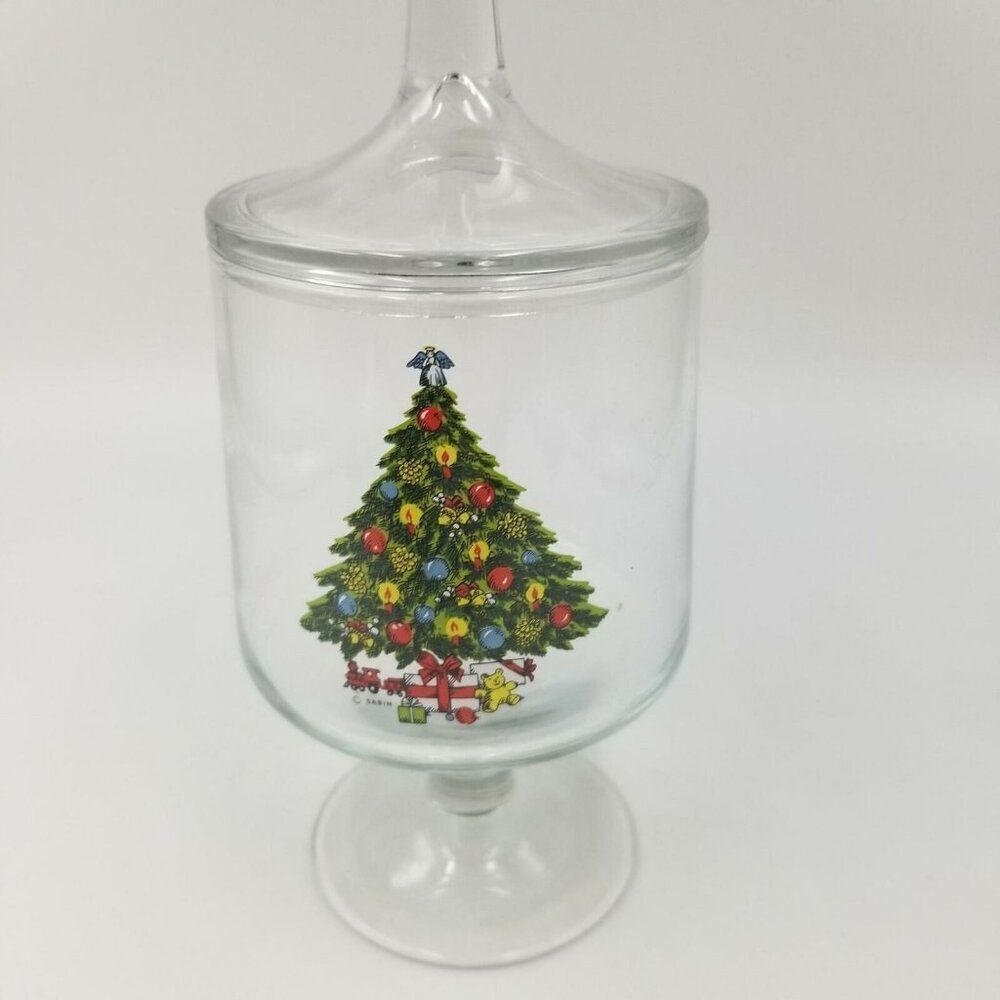 Christmas by Carlton Footed Candy Jar Boîte à Bon Bons Novelty Glass New Box